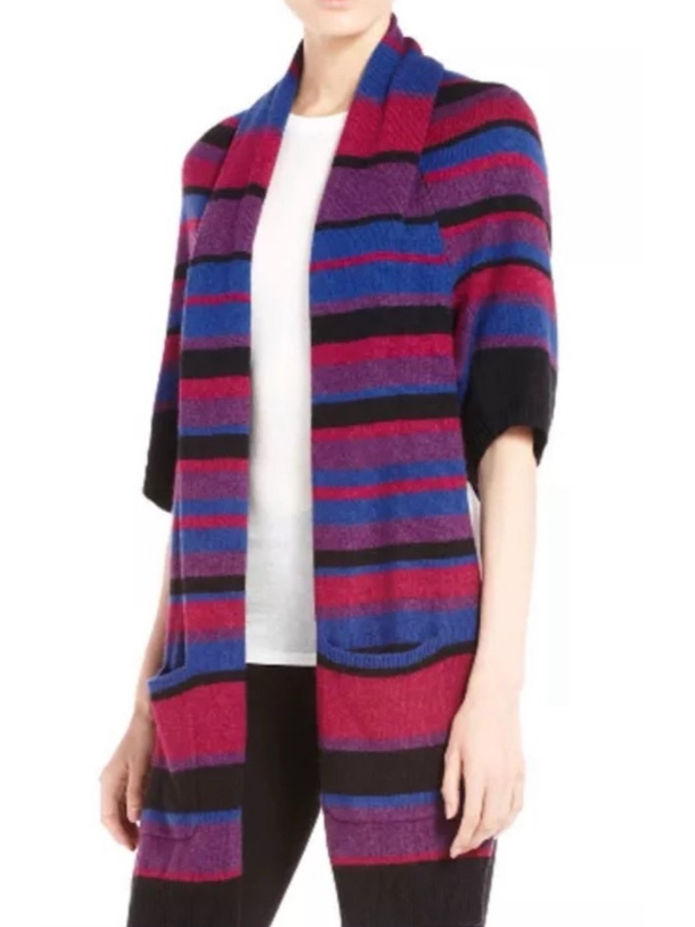 BCBGMAXAZRIA Y2K Gaby Open-Front Lambswool Cashmere Sweater Cardigan Size XXS